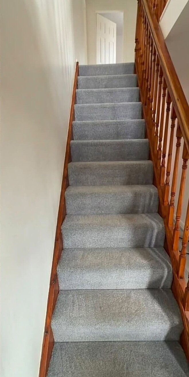 Stair carpet after cleaning