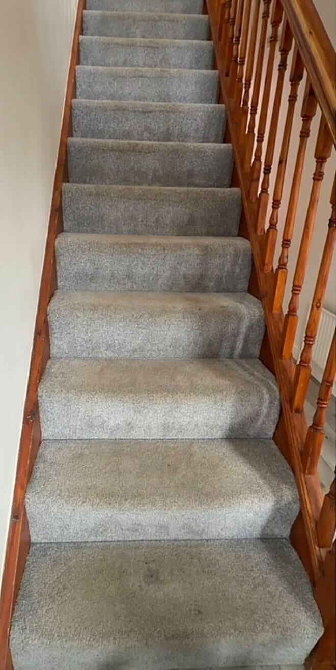 Stair carpet before cleaning